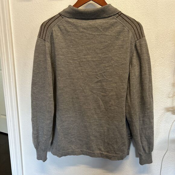Mens Toscano Button Collar Polo Sweater Large Plaid Gray 100% Wool Made in Italy - Picture 8 of 14